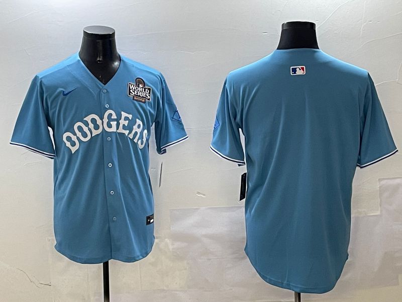 Men Los Angeles Dodgers Blank Light Blue Throwback Game 2025 Nike MLB Jersey style 22